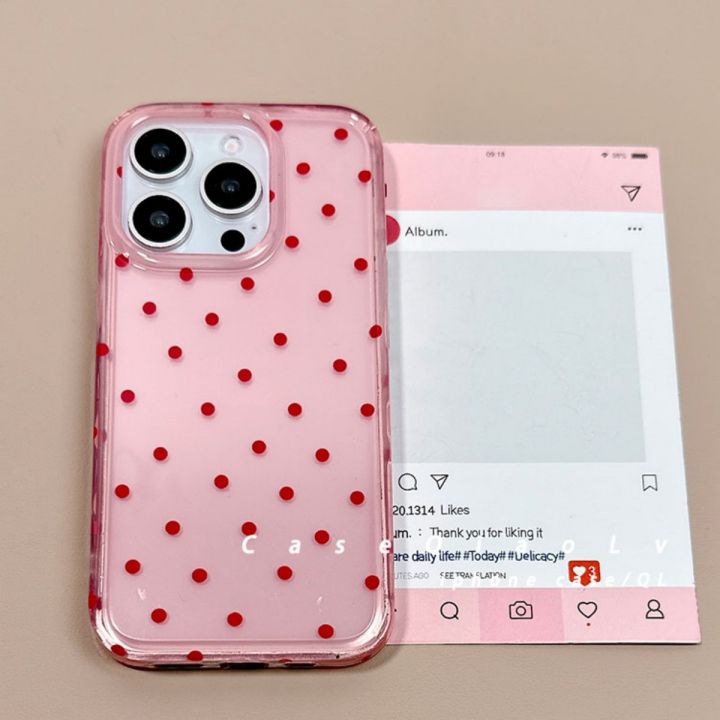 Aesthetic%20Cute%20Pink%20Polka%20Dot%20Clear%20Phone%20Case%20For%20iPhone%2016%2015%2014%2013%20Pro%20Max%20Korean%20Lovely%20Shockproof%20Phone%20Cover%20For%20Girl%20Gift%20-%20Image%205