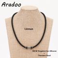 Silicone Titanium Steel Anion Pendant Necklace Hematite Magnetic Therapy Collar. 