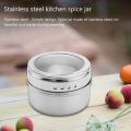 6pcs / set Clear Lid Magnetic Spice Jar Stainless Steel Spice Sauce Storage Container Pots Kitchen Houseware. 