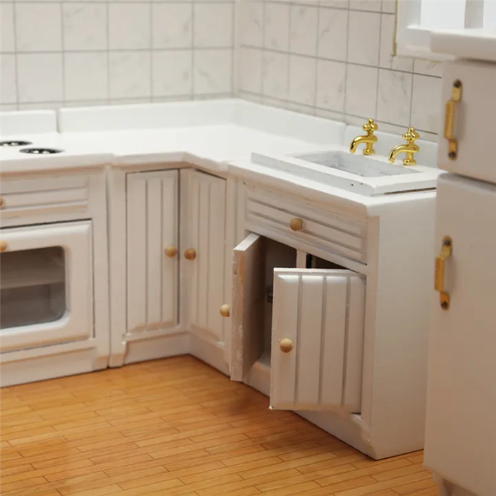 1/12%20Scale%20Doll%20House%20Miniatures%20Kitchen%20Cabinets%20Set,White%20-%20Image%205