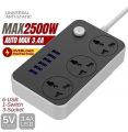 3.4A Power Socket With 3AC + 6USB Charger Power Socket Plug Extension. 