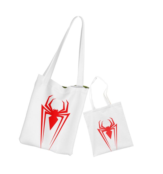 Spider%20Symbol%20Printed%20Tote%20Bag-White%20-%20Image%203