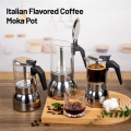 Glass Clear 9 Cup Moka Pot Stainless Steel Thickened Stovetop Espresso Maker Coffee Machine 450ml 15oz Italian Design. 