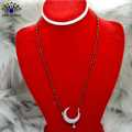White Gold Plated Crescent Moon Mangalsutra For Women. 