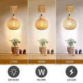 NAMUNY Retro Japanese Style Bamboo Bedside Wall Lamp Restaurant Rattan Lampmine Bedroom Background Wall Lamps. 
