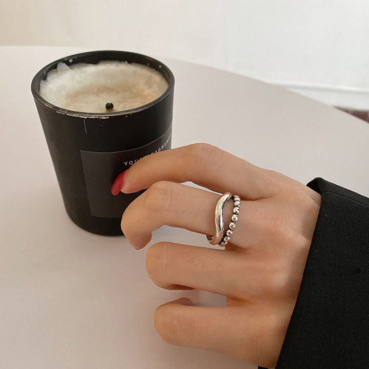 %E3%80%90Fresh%20designs%E3%80%91Fresh%20Ring%20925%20Silver%20Simple%20Round%20Beads%20Double%20Layer%20Student%20Open%20Finger%20Ring%20Trendy%20-%20Image%204