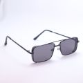 Double Bar Full Black Metal Frame Rectangle Square Sunglasses For Men. 