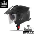 Steelbird SBH-23 GT Plus Open Face ISI Certified Helmet with Inner Sun Shield (Medium 580 MM, Dashing Black). 