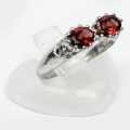 Garnet Stone White Zircon Ring Size 18 (Rhodium Plated) For Women. 