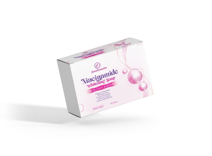 Zuwa Cosmetics Niacinamide  Whiiteningg Soap For Radiant Spotless Glowing Skin Reduces Inflamation Minimizes Pores Controls Oil And Ligghten Dark Spots Made In Nepal 135gm