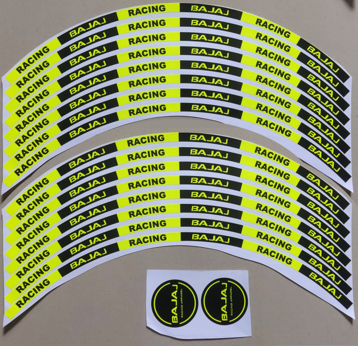 Bajaj Racing Reflective Vinyl Rim Stickers For Motorcycles / Suitable For All Bikes / 16 Pcs Sticker For Both Wheels (8mm Width)