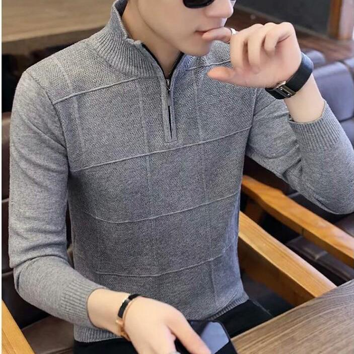 Grey Half Zip Sweater For Men Multisize Fashion Sweaters For