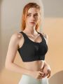 Front Zipper Shock Proof High Impact Fitness Breathable Fixed Cup Sports Bra For Women. 