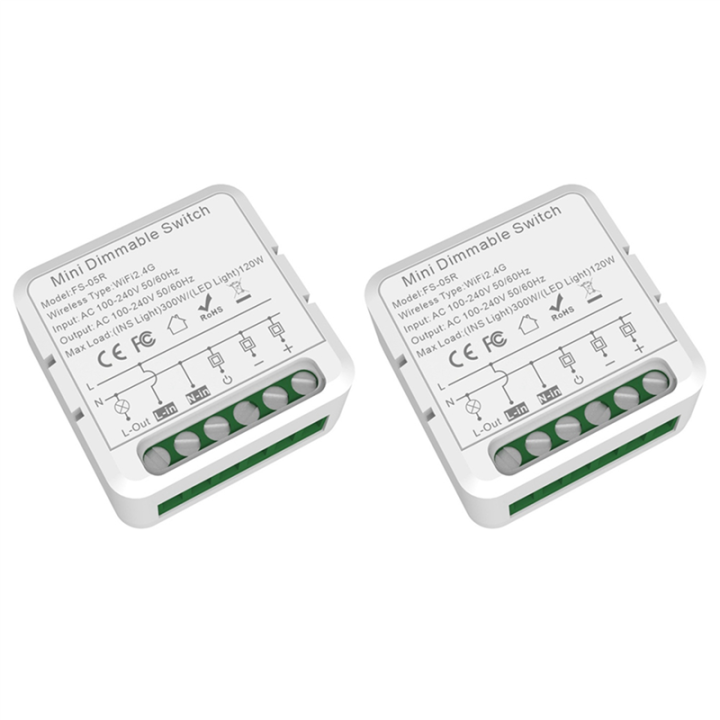 OUMERY 2X Tuya WiFi Smart Dimmers Switch Module Supports 2 Way Control LED Lights Dimmable Switch Work with for Alexa