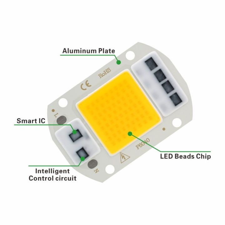 F6040 50W AC 220V COB Module LED Chip Diodes Lamp Bulb for outdoor focus Spotlight Garden Integrated Light Beads