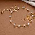 bracelet  gold pawnable Pearl love bracelet female ins Korean simple niche hip hop style jewellery. 