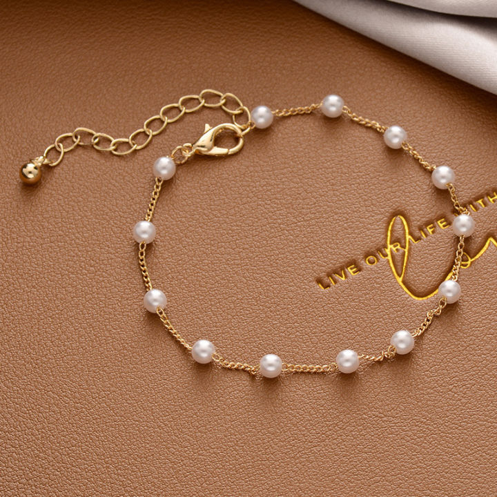 bracelet  gold pawnable Pearl love bracelet female ins Korean simple niche hip hop style jewellery