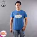 JUJU Wears Blue Melange Colour Boudha Printed Cotton Tshirt For Unisex. 
