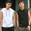 vest hooded vest men's trendy hooded sleeveless T-shirt men's sleeveless sweater hoodie summer vest thin foreign trade. 