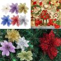 10pcs 6" Fashion Wedding Birthday Glitter Hollow Christmas Flowers Xmas Tree Decorations. 