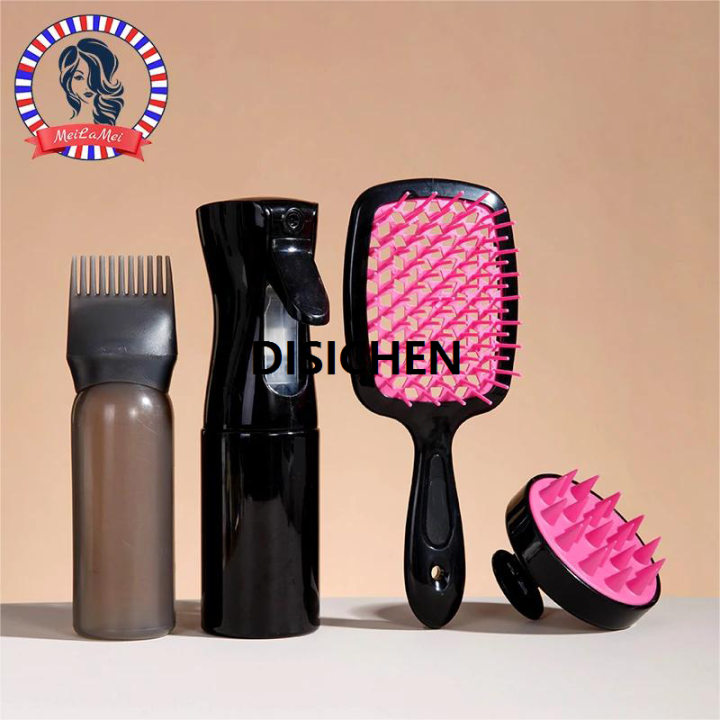DISICHEN Comb set Silicone Scalp Massage Comb 4-piceDetangling Hair Brush Hairdressing Hair Dye Applicator Bottle Salon Styling Tools New style