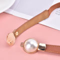 Creative Pearl Buckle Belt PU Leather Dress Skirt Waist Elastic Thin Women Belts Kengding. 
