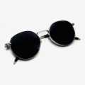 Round Trendy Silver Frame Sunglasses - Unisex - Black Shades | Fashion Poly Carbonate Trendy Unisex Sunglasses. 