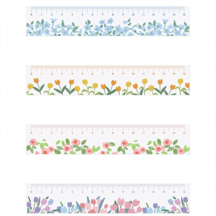 Flower Bookmark Ruler Double-duty 15cm Straight Ruler Creative Transparent Multifunction ...