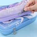Cartoon Frozen Anna Elsa Pen Bag Snowflake Zipper Exquisite Stationery Organizer Dirt-proof EVA Pen Storage Bag Students. 