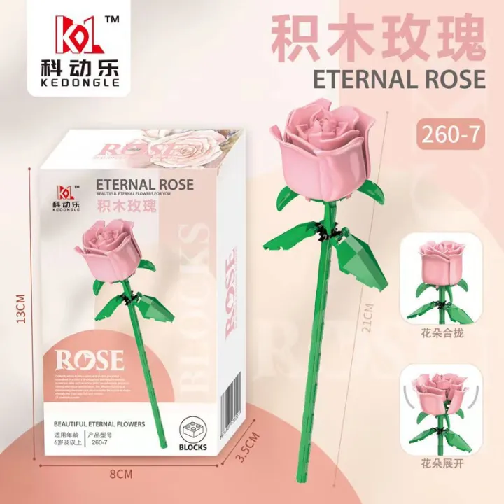 Compatible%20with%20Lego%20Roses%20Flower%20bouquet%20Small%20Particle%20Building%20Blocks%20Girl's%20Assembled%20Toys%20Valentine's%20Day%20Gift%20for%20Girlfriend%20-%20Image%204