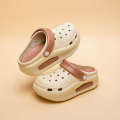 New height increasing thick soled perforated shoes summer women home slippers for wearing outside anti slip and anti collision Baotou beach sandals. 