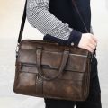 Leather Business File Bag Documents Bag With Laptop Compartment Office Bag For Men. 