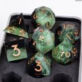 Weihonghunfei【2025 Version】 Set Dice Resin, Resin DnDD, Dragon and Applicable, D Make Handmade Resin Polyhedron D Dice Set in Dungeon D and Dice with Sharp Edge Dice Green Affordable. 