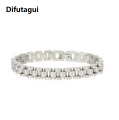 Difutagui E.B.belle Tarnish Free Stainless Steel Gold Plated Detachable Wristbands Bracelets Bangles For Women Men Gold Wrap Bracelets. 