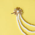 Pure Gold Pearl Double Flower Design Head Clip, 0.69g For Women. 