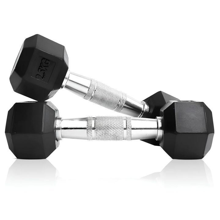 Rubber%20Hex%202.5Kg%20Dumbbell%20Set%202%20Piece%20%7C%20Rubber%20Coated%20Dumbbell%20With%20Chrome%20Casted%20Handle%20-%202.5Kg%20-%201%20Pair%20-%20Image%203