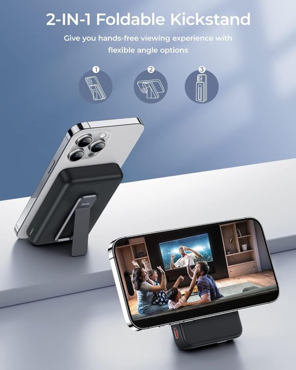 BENKS%20Magnetic%20Power%20Bank%206000mAh%20Foldable%20Kickstand%20Wireless%20Portable%20Charger%2015W%20Wireless%20Charging%20-%20Image%202