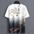 New thin loose summer ice silk feeling men's short sleeve T-shirt, youth fashion, handsome and versatile gradient T-shirt. 