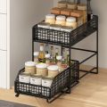 New 2 Tier Kitchen Storage Shelf Multi-Appliance with Drawers Bathroom Cabinet Organizer Space Saving Sliding Cabinet Pull-Out Storage Rack Home Organization. 