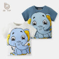 Summer children's clothing shirts, children's half-sleeved cartoon elephant pattern, boys' short-sleeved T baby cotton clothes, one piece of hair. 