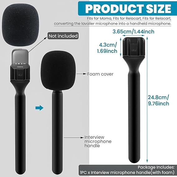 Microphone Handle, Wireless Interview Microphone Adapter Handle Holder ...