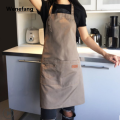 Wenefang Hanging Neck Canvas Apron Kitchen Cooking Apron Chef Waiter Cafe Barbecue Barber Apron Kitchen Accessories. 