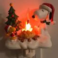 Trendy Flickering Snoopy Campfire Nightlight LED Cute Santa Claus Halloween Night Lights Twinkling Room Decor. 