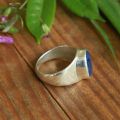 Pure Silver Natural Blue Sapphire Ring For Men / 6.2 Gram. 