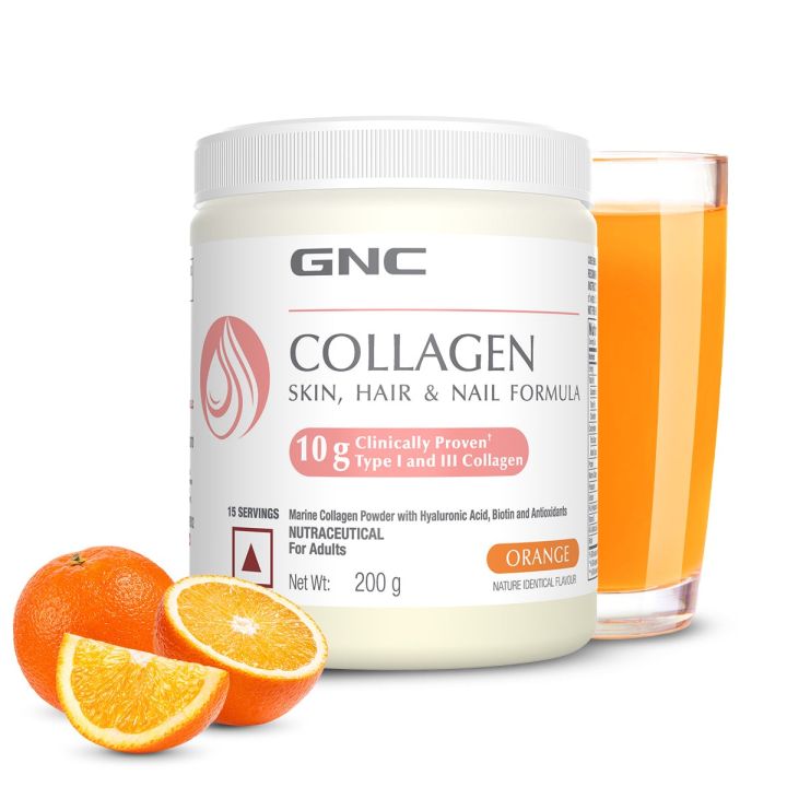 GNC Collagen 200g (Orange Flavor) With Reduces Fine Lines & Wrinkles For Youthful Skin