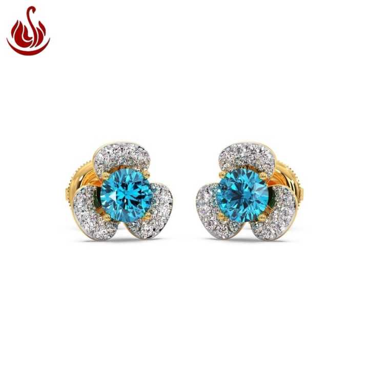 Sazuna Jewellers Raemi Diamond Earrings Tops For Women Pair 14