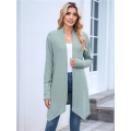 Women Solid Color Cardigan Sweater Open Front Long Casual Beach Kimonos Outfits Dark Green M. 