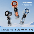 Outdoor Cooling Device 100 Gears Mini Pocket Turbo Fan Rechargeable Transparent Body Handheld Fan Adjustable Speeds with LED Light Neck Hanging Small Fan Travel. 