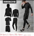 Csn 5 Psc Workout Compression Clothes Set Men Gym Sportswear, Jacket+ Full T-shirt+ Half T-shirt+ Leggings+Half Pant. Exercise, Fitness, Inner, Gym, Running , Training. 