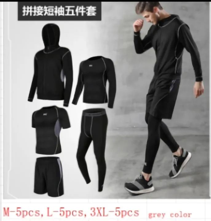 Csn%205%20Psc%20Workout%20Compression%20Clothes%20Set%20Men%20Gym%20Sportswear,%20Jacket+%20Full%20T-shirt+%20Half%20T-shirt+%20Leggings+Half%20Pant.%20Exercise,%20Fitness,%20Inner,%20Gym,%20Running%20,%20Training%20-%20Image%204